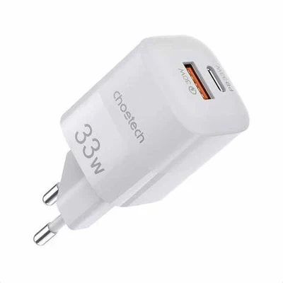 شاحن جداري تشويتك 33 واط بمنفذ USB-C، محول شحن سريع مزدوج، أبيض PD5006 - تشويتك - Image 2