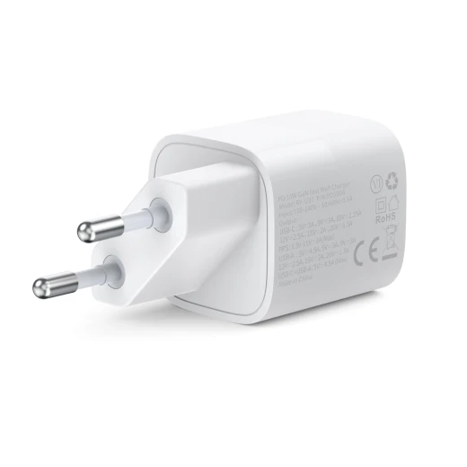 شاحن جداري تشويتك 33 واط بمنفذ USB-C، محول شحن سريع مزدوج، أبيض PD5006 - تشويتك - Image 5