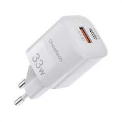 شاحن جداري تشويتك 33 واط بمنفذ USB-C، محول شحن سريع مزدوج، أبيض PD5006