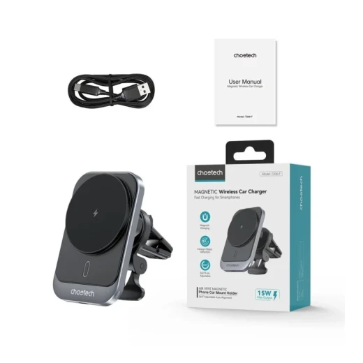 Choetech Magnetic Wireless Car Charger 15W Black, MagSafe Compatible, Fast Charging T206-F - Choetech - Image 5