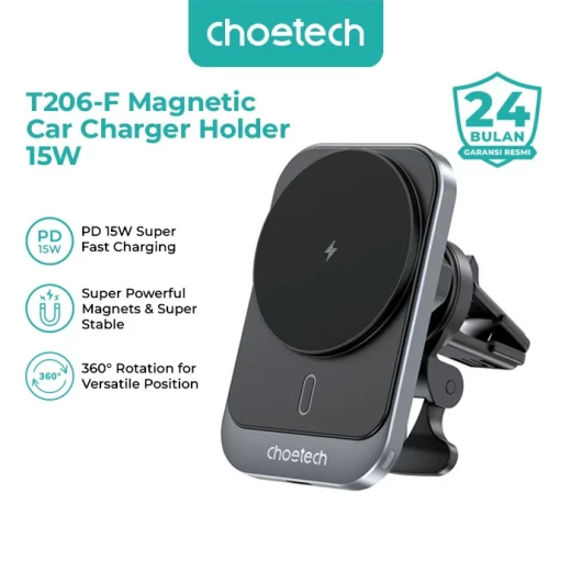 Choetech Magnetic Wireless Car Charger 15W Black, MagSafe Compatible, Fast Charging T206-F - Choetech - Image 8