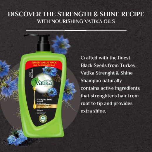 Vatika Naturals Blackseed Shampoo 1000ml, For Shine, Nourishment, and Strength, with Vitamins A, E, F - Vatika - Image 3