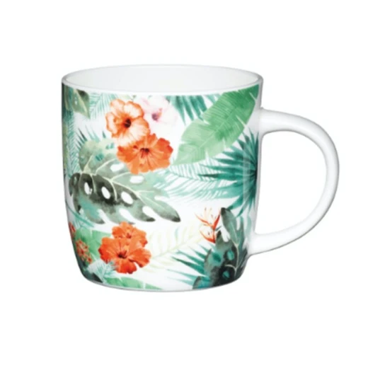 KitchenCraft Palm Leaf Mug 425ml Porcelain Colored Coffee Cup KitchenCraft Palm Leaf Mug 425ml Porcelain Colored Coffee Cup