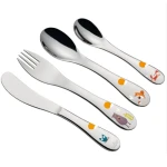 Kuchenprofi Children's Forest Cutlery Set 4 Pieces Stainless Steel Polished Steel Includes Fork Knife Spoon and Teaspoon Ideal for Little Hands Perfect Gift 180 Characters