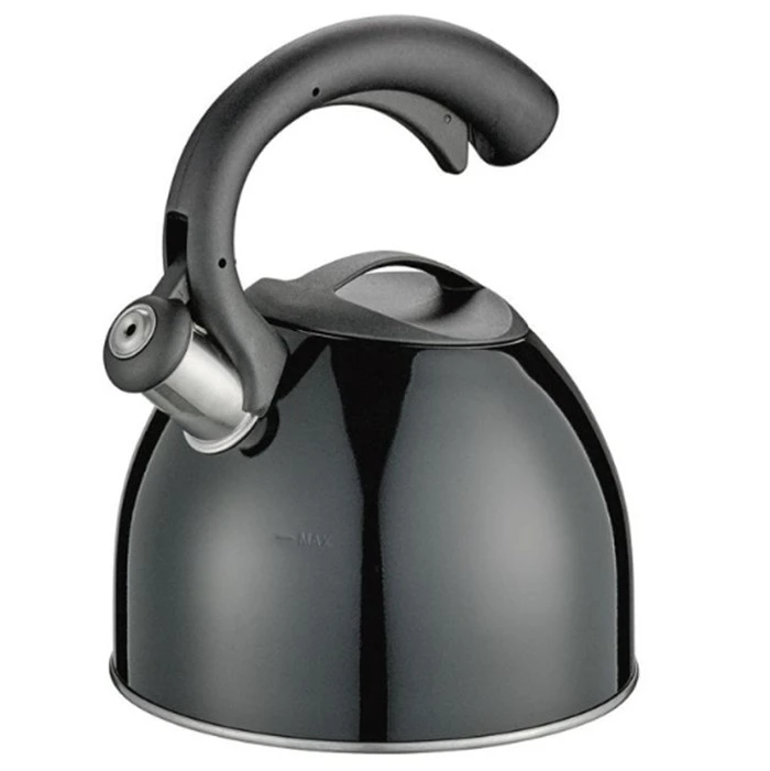 Kuchenprofi Water Kettle Count Black Stainless Steel 2.5 Liter Electric Tea Boiler with Integrated Temperature Gauge and Automatic Shutoff for Safe Operation