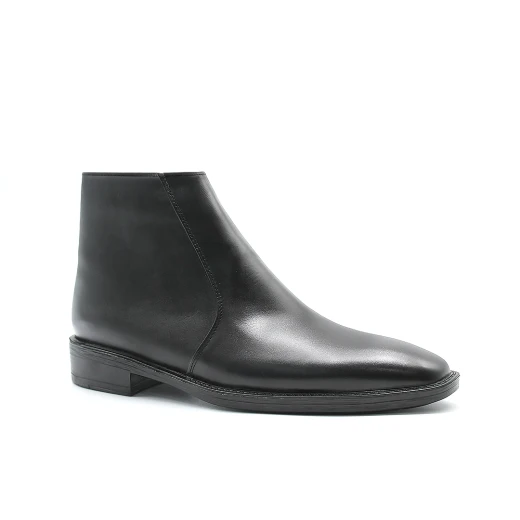 Men’s Black Leather Side-Zipper Boots | Premium Formal Leather Shoes for Easy Wear | Classic Style Perfect for Work and Events | Comfortable Durable Sole for All Occasions 42 - Shooz - Image 2