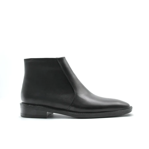 Men’s Black Leather Side-Zipper Boots | Premium Formal Leather Shoes for Easy Wear | Classic Style Perfect for Work and Events | Comfortable Durable Sole for All Occasions 42 - Shooz - Image 4