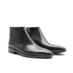 Men’s Black Leather Side-Zipper Boots | Premium Formal Leather Shoes for Easy Wear | Classic Style Perfect for Work and Events | Comfortable Durable Sole for All Occasions 42 - Shooz