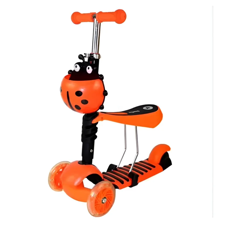 5-in-1 Baby/Toddler Multi-Functional Scooter & Ride-on - Balance and Push Walker Orange - My Dolly