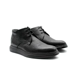 بوت رجالي برباط جلد أسود بنعل سميك وعصري (Chunky Sole) – حذاء شتوي كاجوال عالي الجودة – متانة وأناقة لجميع الإطلالات اليومية 41 - شووز