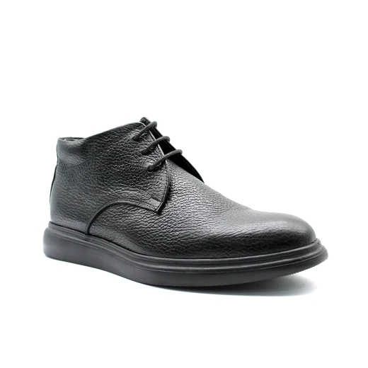 بوت رجالي برباط جلد أسود بنعل سميك وعصري (Chunky Sole) – حذاء شتوي كاجوال عالي الجودة – متانة وأناقة لجميع الإطلالات اليومية 41 - شووز - Image 4