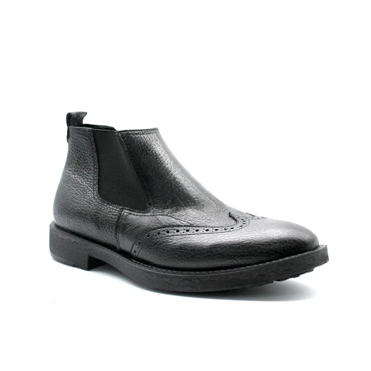 Luxury men's black leather Chelsea boots – classic, easy-to-wear brogue design – perfect for work and smart-casual looks Size 44 - Shooz - Image 3