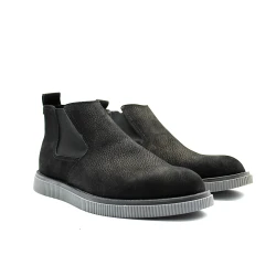 Men's Black Suede Casual Chelsea Boots | Comfortable and Stylish with a Thick, Shock-Absorbing Sole | Easy Slip-On with Flexible Side Panels 44