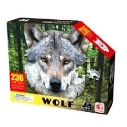 HAO XIANG Wolf Head Shaped Jigsaw Puzzle (NO. 88665) - 236 Pieces - Unique Contour Puzzle for Ages 6+
