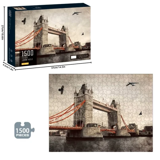 بازل جسر البرج (Tower Bridge) - 1500 قطعة - مقاس 80x60 سم - ألوان زاهية وجودة عالية - للكبار والمراهقين 14+ بازل جسر البرج (Tower Bridge) - 1500 قطعة - مقاس 80x60 سم - ألوان زاهية وجودة عالية - للكبار والمراهقين 14+