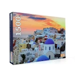 Hao Xiang Mediterranean Sea Scenery Jigsaw Puzzle (NO. 88361) - 1500 Pieces, 80x60Centimeter - Santorini Sunset, Ages 14+ - My Dolly