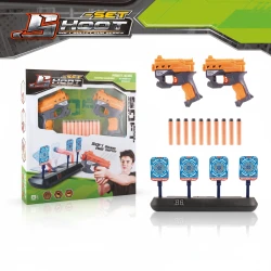 Dual Soft Bullet Gun Set with Electronic 4-Target Scoring System - Space Gun Blasters for Kids