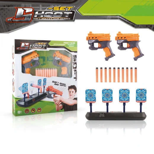 Dual Soft Bullet Gun Set with Electronic 4-Target Scoring System - Space Gun Blasters for Kids Dual Soft Bullet Gun Set with Electronic 4-Target Scoring System - Space Gun Blasters for Kids