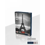 بازل برج إيفل (Eiffel Tower Puzzle) - 1500 قطعة - مقاس 80x60 سم - أبيض وأسود مع لمسة حمراء - للكبار والمراهقين 14+ - ماي دولي