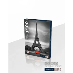 بازل برج إيفل (Eiffel Tower Puzzle) - 1500 قطعة - مقاس 80x60 سم - أبيض وأسود مع لمسة حمراء - للكبار والمراهقين 14+