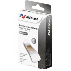 لاصقات الإسعافات الأولية الحساسة من Aidplast، 20 قطعة، لون أبيض، 19 مم × 72 مم، مضادة للحساسية