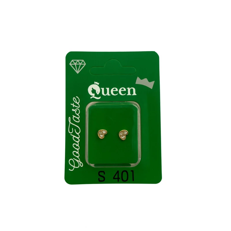 Queen Medical-Grade Stud Earrings – Pair, Hypoallergenic Surgical Steel & Gold-Plated, Secure - Queen