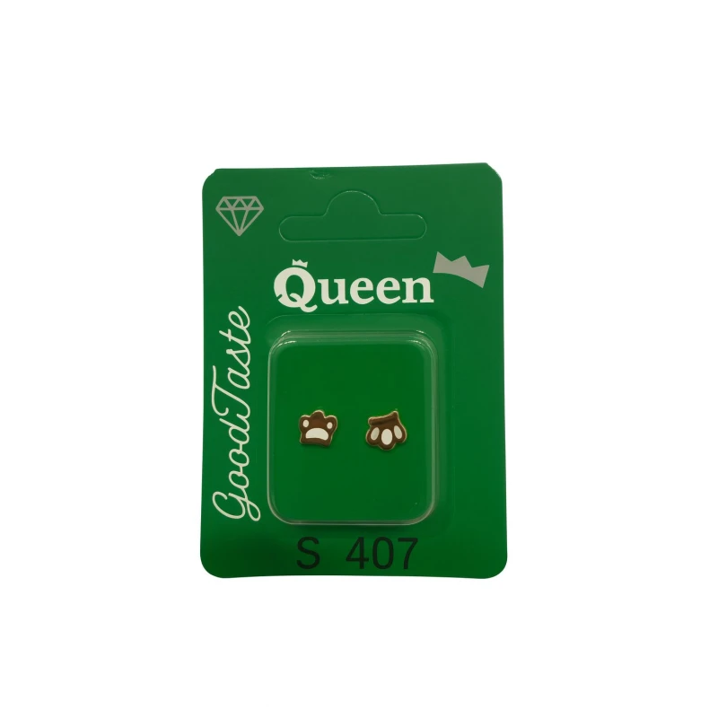 Queen Medical-Grade Stud Earrings – Pair, Hypoallergenic Surgical Steel & Gold-Plated, Secure - Queen