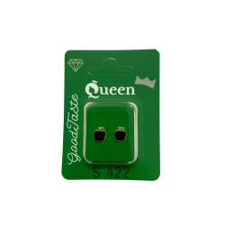 Queen Medical-Grade Stud Earrings – Pair, Hypoallergenic Surgical Steel & Gold-Plated, Secure