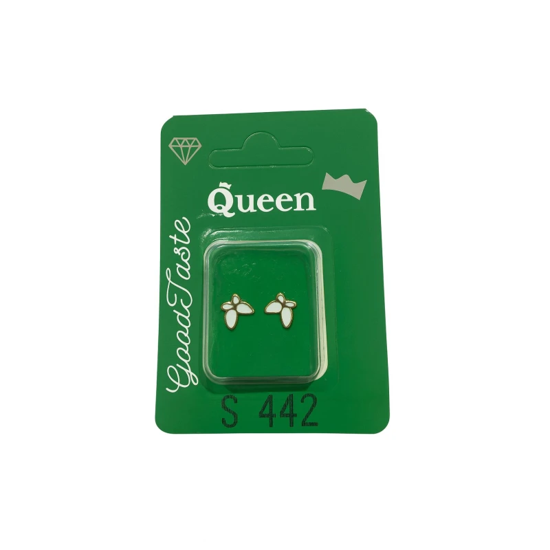 Queen Medical-Grade Stud Earrings – Pair, Hypoallergenic Surgical Steel & Gold-Plated, Secure - Queen