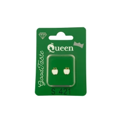 Queen Medical-Grade Stud Earrings – Pair, Hypoallergenic Surgical Steel & Gold-Plated, Secure