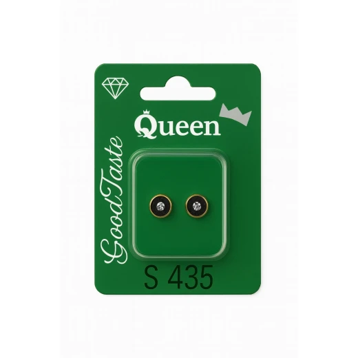 Queen Medical-Grade Stud Earrings – Pair, Hypoallergenic Surgical Steel & Gold-Plated, Secure Queen Medical-Grade Stud Earrings – Pair, Hypoallergenic Surgical Steel & Gold-Plated, Secure