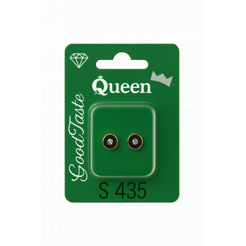 Queen Medical-Grade Stud Earrings – Pair, Hypoallergenic Surgical Steel & Gold-Plated, Secure - Queen