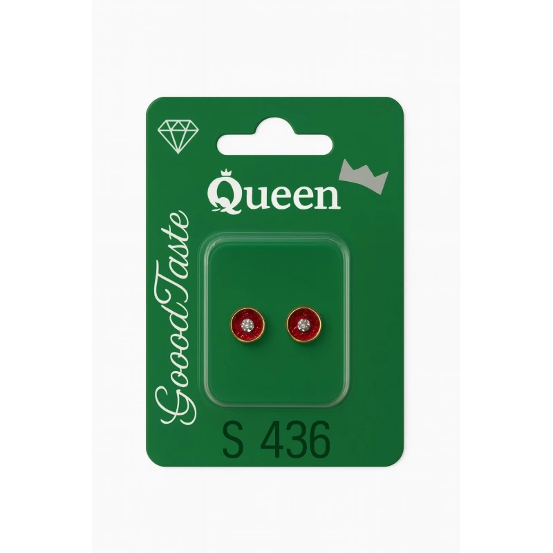 Queen Medical-Grade Stud Earrings – Pair, Hypoallergenic Surgical Steel & Gold-Plated, Secure - Queen