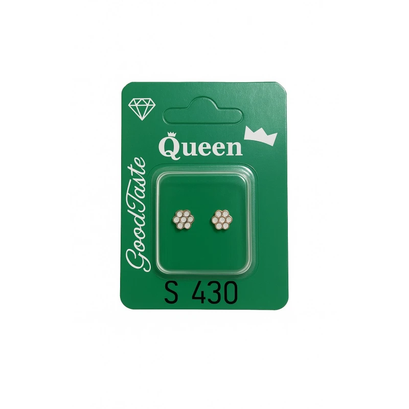 Queen Medical-Grade Stud Earrings – Pair, Hypoallergenic Surgical Steel & Gold-Plated, Secure - Queen