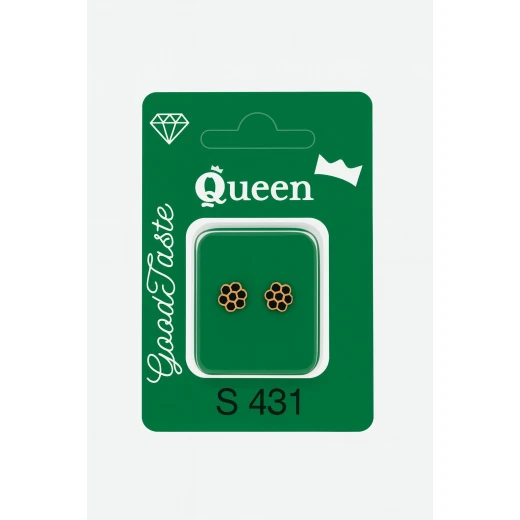 Queen Medical-Grade Stud Earrings – Pair, Hypoallergenic Surgical Steel & Gold-Plated, Secure Queen Medical-Grade Stud Earrings – Pair, Hypoallergenic Surgical Steel & Gold-Plated, Secure