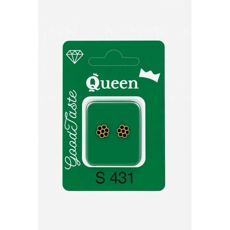 Queen Medical-Grade Stud Earrings – Pair, Hypoallergenic Surgical Steel & Gold-Plated, Secure - Queen