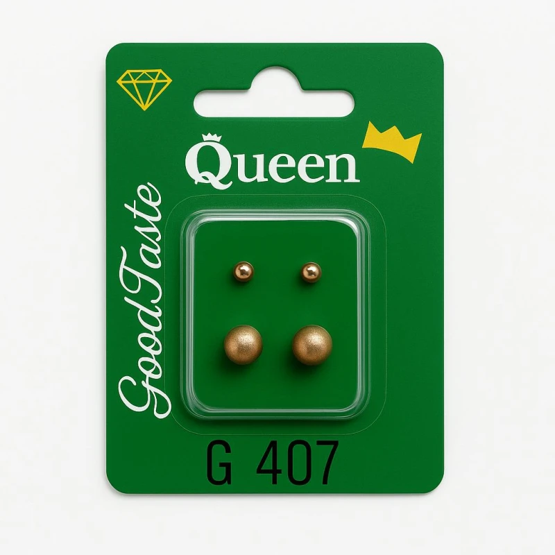 Queen Medical-Grade Stud Earrings – 2 Pairs, Hypoallergenic Surgical Steel & Gold-Plated, Secure - Queen