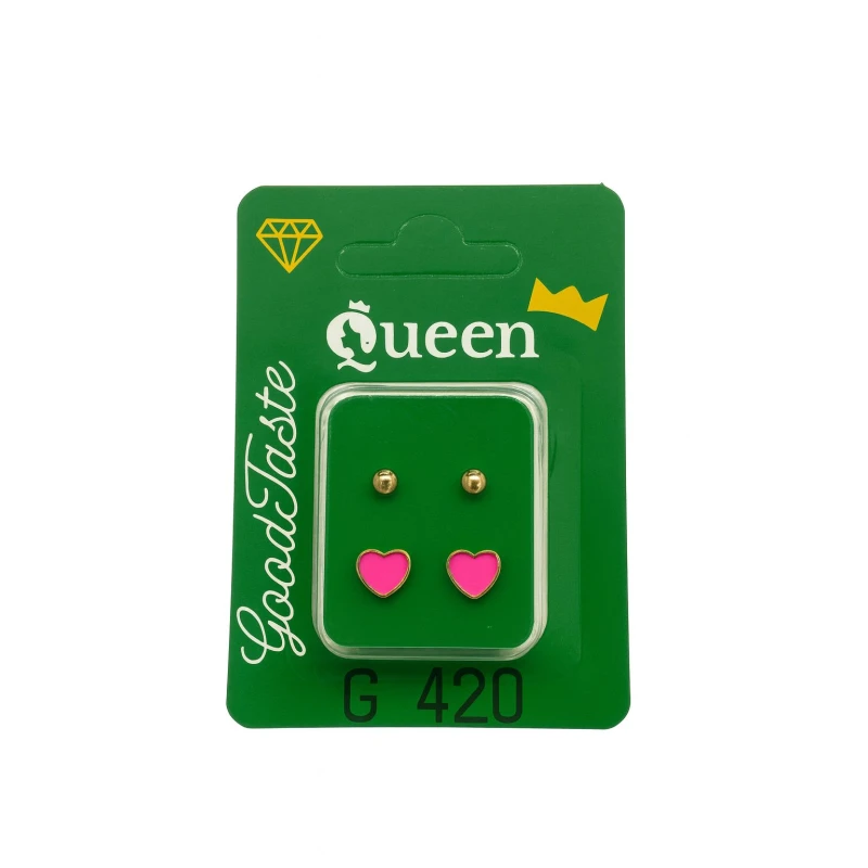 Queen Medical-Grade Stud Earrings – 2 Pairs, Hypoallergenic Surgical Steel & Gold-Plated, Secure - Queen