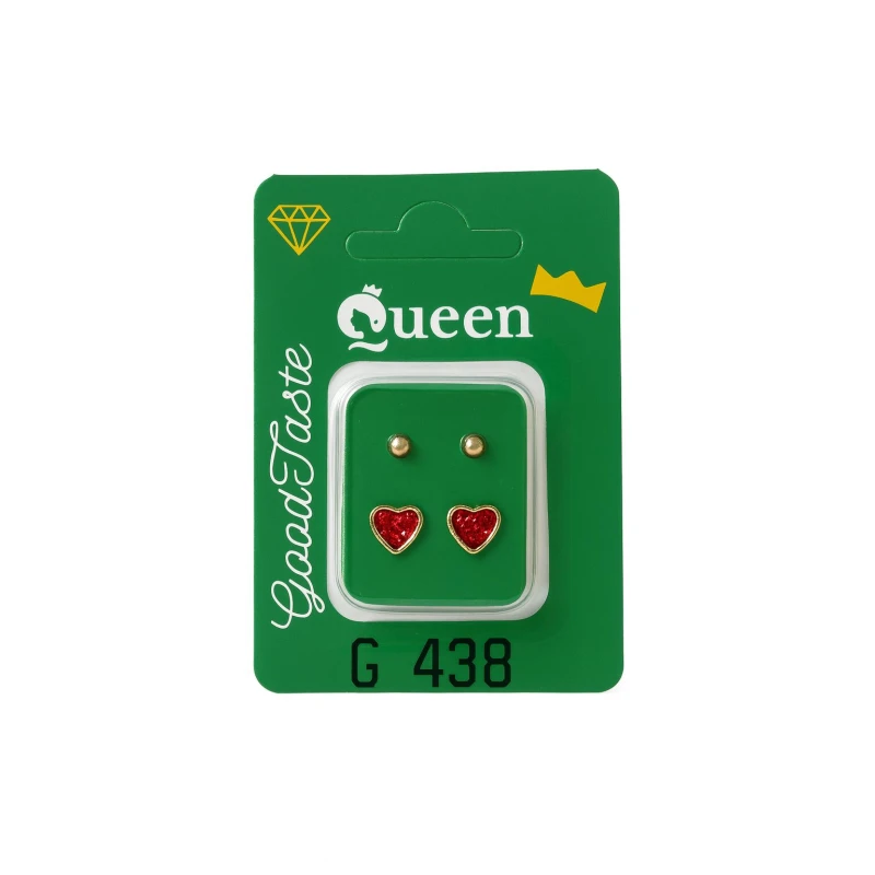 Queen Medical-Grade Stud Earrings – 2 Pairs, Hypoallergenic Surgical Steel & Gold-Plated, Secure - Queen
