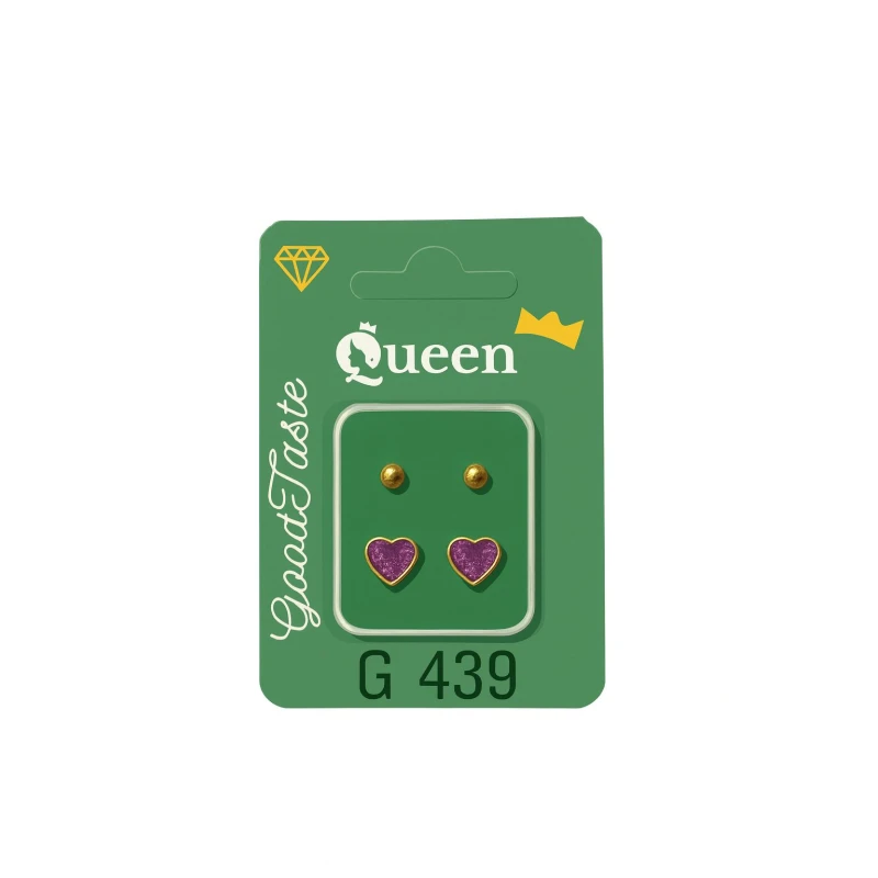 Queen Medical-Grade Stud Earrings – 2 Pairs, Hypoallergenic Surgical Steel & Gold-Plated, Secure - Queen