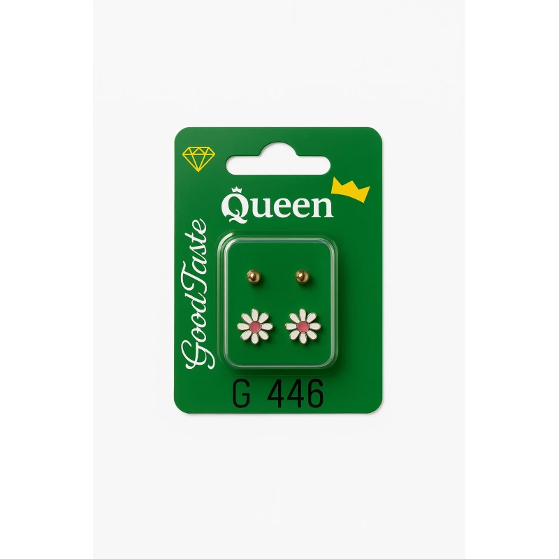 Queen Medical-Grade Stud Earrings – 2 Pairs, Hypoallergenic Surgical Steel & Gold-Plated, Secure - Queen