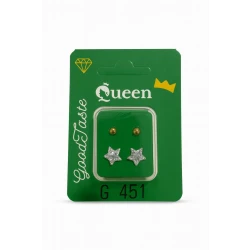 Queen Medical-Grade Stud Earrings – 2 Pairs, Hypoallergenic Surgical Steel & Gold-Plated, Secure