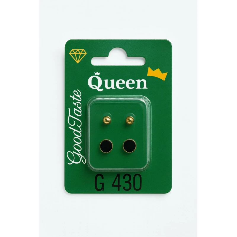 Queen Medical-Grade Stud Earrings – 2 Pairs, Hypoallergenic Surgical Steel & Gold-Plated, Secure - Queen