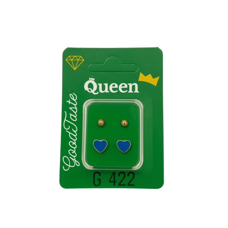 Queen Medical-Grade Stud Earrings – 2 Pairs, Hypoallergenic Surgical Steel & Gold-Plated, Secure - Queen
