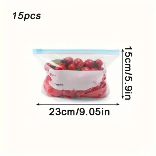 Reusable Freezer Bags Leak Proof Zipper Lock 15 Pieces - K store - Image 7