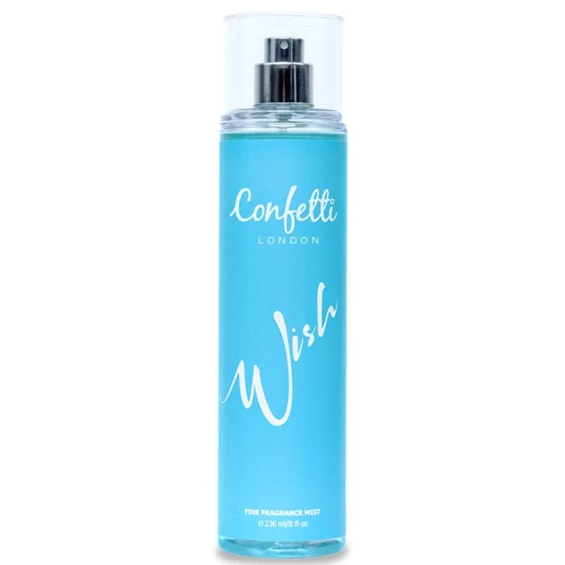 Confetti London Wish Body Mist 236ml, Fresh and cheerful everyday fragrance with rhubarb, lychee, rose, peony, cedarwood, and musk Confetti London Wish Body Mist 236ml, Fresh and cheerful everyday fragrance with rhubarb, lychee, rose, peony, cedarwood, and musk