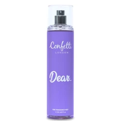 Confetti London Dear Body Mist 236ml, Light and fresh daily fragrance with mandarin, peach, jasmine, gardenia, honey, patchouli, and vanilla notes