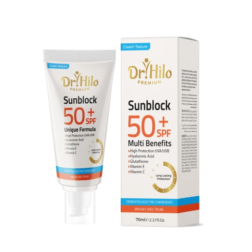 Dr. Hilo Premium Sunscreen Cream with Glutathione 70ml, SPF 50, for Dry and Combination Skin Dr. Hilo Premium Sunscreen Cream with Glutathione 70ml, SPF 50, for Dry and Combination Skin
