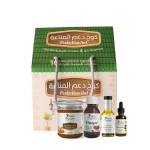 Mayasem Protection Hut Kit, Includes 4 products: Immunity Honey 250g, Propolis Drops 35ml, Black Seed Oil 50ml, Natural Garlic-Apple-Ginger Vinegar 100ml. Supports immunity, flu relief, mental & physical energy. - Mayasem
