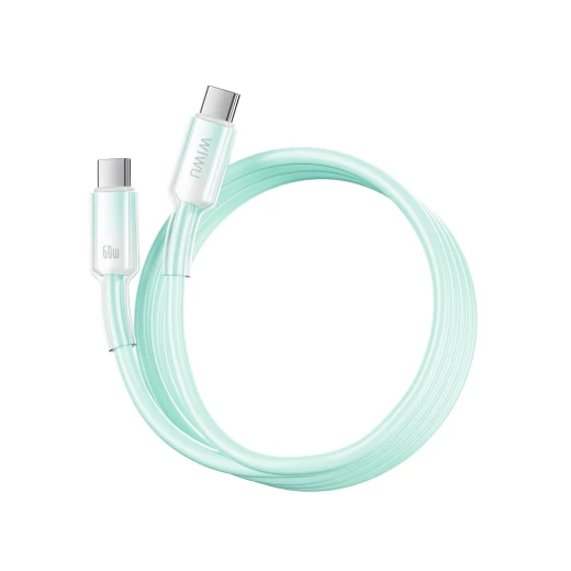 WiWU C063 Neolink USB C to USB C Silicone Cable 1 Meter Green Fast Charging Data Transfer Support 60W Power Delivery Durable Design Compatible with Laptops and Smartphones - Wiwu - Image 5